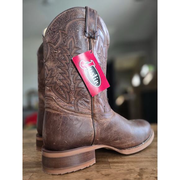 Justin Clanton CJ2045 Western Boots Brown Leather Round Toe Mens 13 EE New main image 5